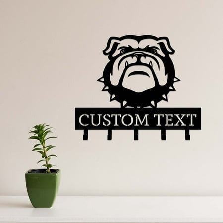 

Craftnamesign Custom Bulldog Metal Key Holder Dog Decorative Key Holder Metal Key Hanger