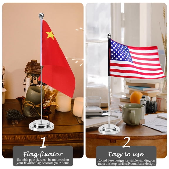 SEWOART Metal Flag Pole Plated Silver Iron Durable Indoor Outdoor Home Display