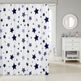 thumbnail image 2 of Manfei Twinkling Stars Print Shower Curtain 72Wx72L,Cute Cartoon Themed Bathroom Curtain,Purple White, 2 of 5