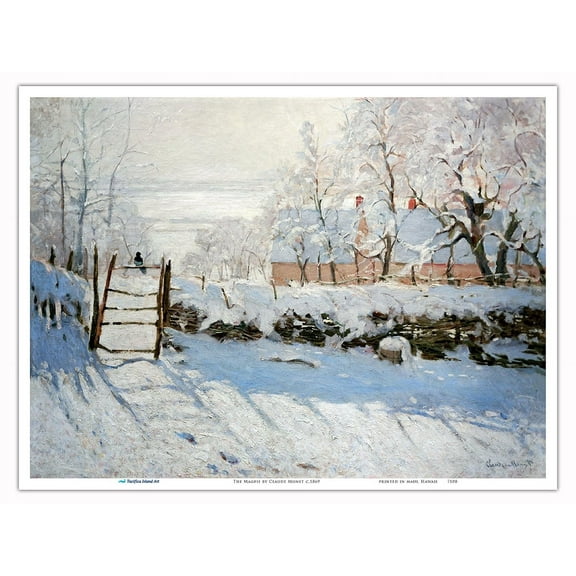 The Magpie - From an Original Color Painting by Claude Monet c.1869 - Master Art Print (Unframed) 9in x 12in