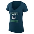 thumbnail image 2 of Women's G-III 4Her by Carl Banks Navy Vancouver Canucks Super-Slim Fit Lightweight Team Logo Graphic V-Neck T-Shirt, 2 of 3
