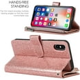 thumbnail image 3 of for iPhone Xs/iPhone X Wallet Case,[6 Card Slots] [Zipper Cash Pocket] [Wrist Strap] Detachable 2 in 1 Magnetic Leather Slim Cover Case for iPhone Xs for Girl Women,5.8" Bling Rosepink, 3 of 17