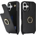 thumbnail image 3 of for iPhone 17 Case with Card Holder and Strap for Women,Crossbody Lanyard,Ring Stand,Snap Clasp,Cute Phone Wallet Cases 6.3 inch (Black), 3 of 16