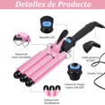 thumbnail image 4 of Rizador de Pelo | Rizador De Cabello Ondas Cerámica Triple Barriles | 25mm Ondulador De Pelo con Cabello Medio Largo | Temperatura Ajustable | con Pantalla LCD y 1 Guante | para Casa y Viaje(Rosa), 4 of 5