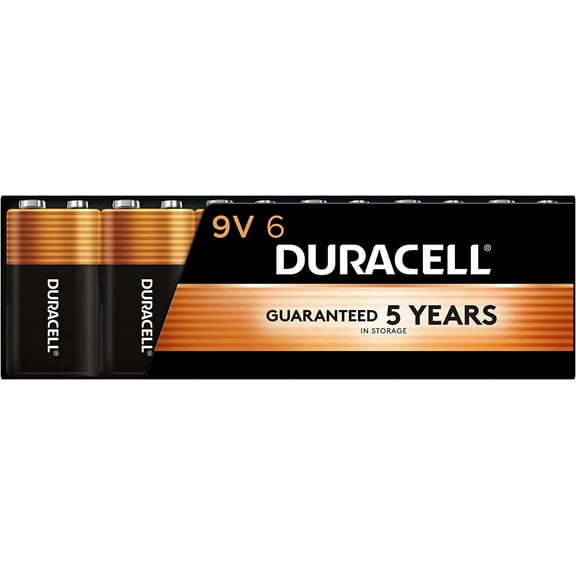 Duracell Coppertop 9V Battery, Long Lasting Power, 6 Pack