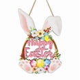 thumbnail image 5 of Wooden Easter Decoration Door Wreath, Hollow Bunny Sign With Flowers & Egg Accents, 17*25Cm Size For Front Door Wall Hanging, Easter Rabbits Theme Home Decor, Happy Easter Festive, 5 of 7