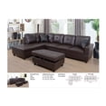 thumbnail image 2 of PonLiving Furniture Brown Faux Leather 3 Piece Sectional Sofa Couch Set, L-Shaped Modern Sofa with Chaise Storage Ottoman for Living Room Furniture, Right Hand Facing, 2 of 5
