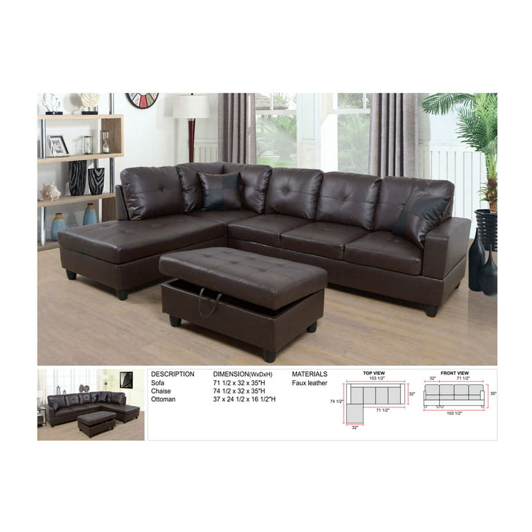 Martello 103 5 Wide Faux Leather Sofa