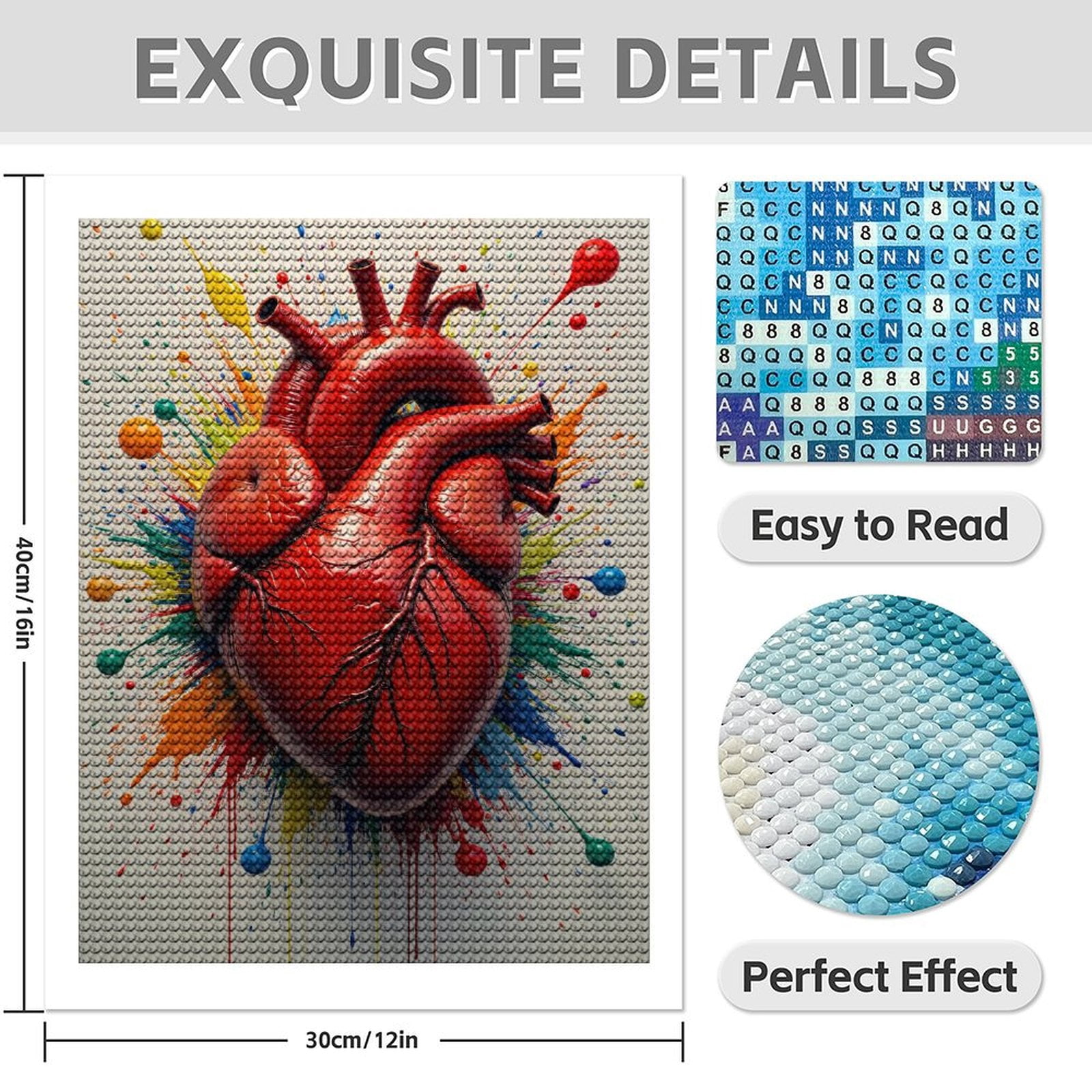 Diamond Art Kit for Adults, Vibrant Heartburst Artwork Diamond Painting for Adults Beginners, DIY Diamond Art Painting Kits, 5D Diamond Painting Crafts for Home Decor 12x16 Frameless