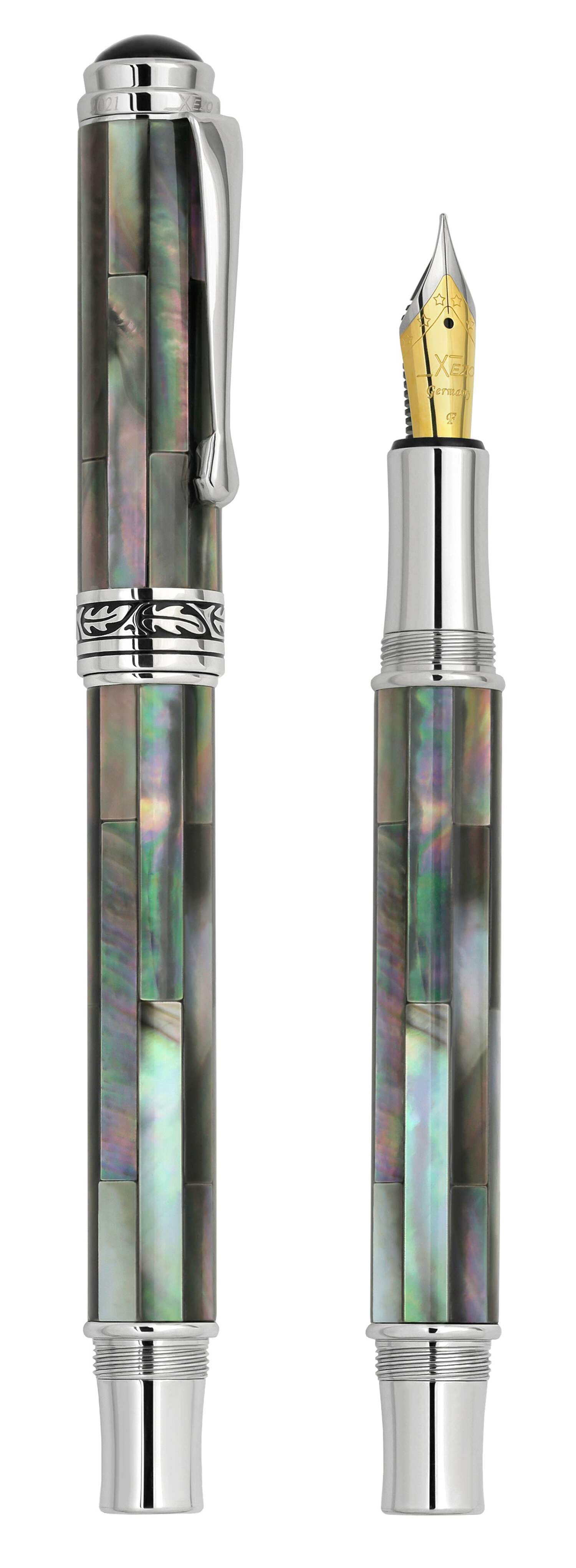 Xezo Xezo Maestro® Black Mother of Pearl  Platinum Plated Fountain Pen (Fine / Extra Fine Nib)
