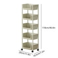 thumbnail image 3 of 5-Tier Rolling Storage Cart 46.4x11.4x7.2in with Wheels Plastic Mobile Organizer for Living Room/Bedroom/Kitchen White, 3 of 9