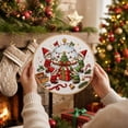 thumbnail image 4 of Christmas Cross Stitch Kit Elves Workshop Snow Globe Gift Round Hoop, 9.5 Inch Pre-Printed Canvas DIY Holiday Wall Decor for Adults, 4 of 5