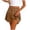 *Brown, variant on Women's Elastic Waist Pleated Ruffle Hem Mini Skirt with Built in Shorts,Solid Color Casual Skort Black,Women's Plus L