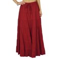 thumbnail image 1 of Phagun Jupe d'Été en Coton Bordeaux pour Femme, Design Ethnique, Taille à Cordon - 14, 1 of 1