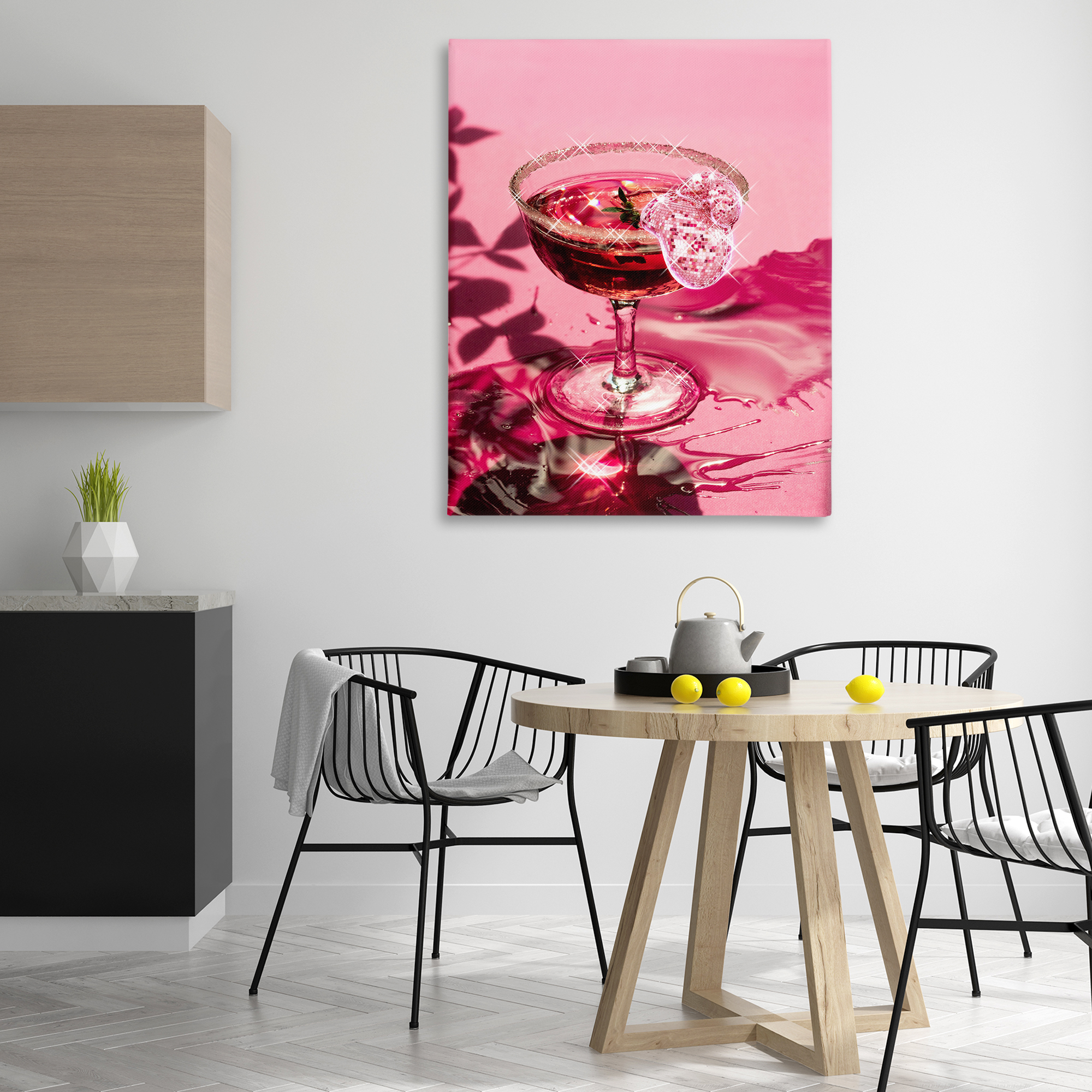 Stupell Industries Pink Glimmering Drink Food & Beverage Painting Gallery Wrapped Canvas Art Print Wall Art, 36 x 48