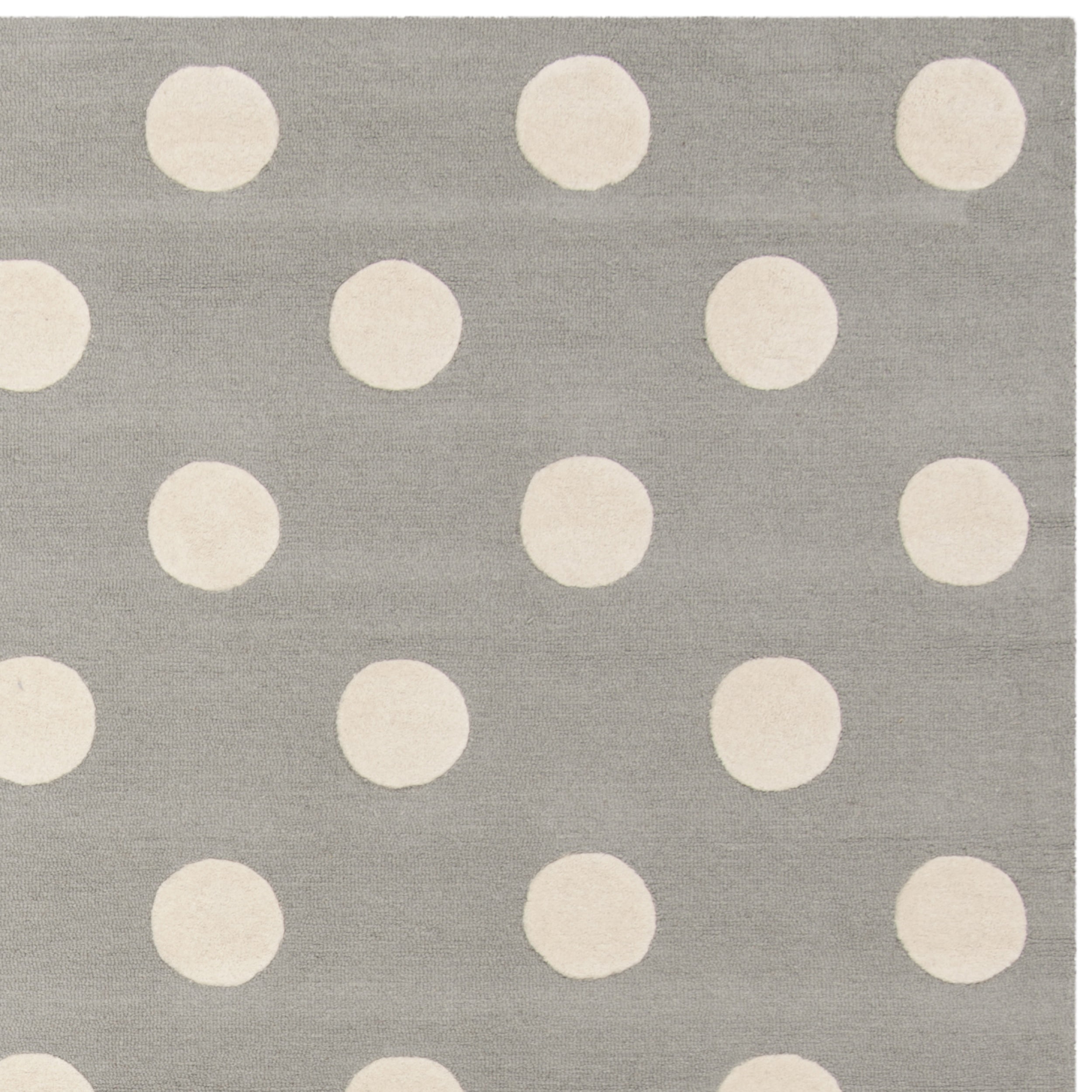 SAFAVIEH Kids Polka Dots Wool Area Rug, Grey/Ivory, 8' x 10'