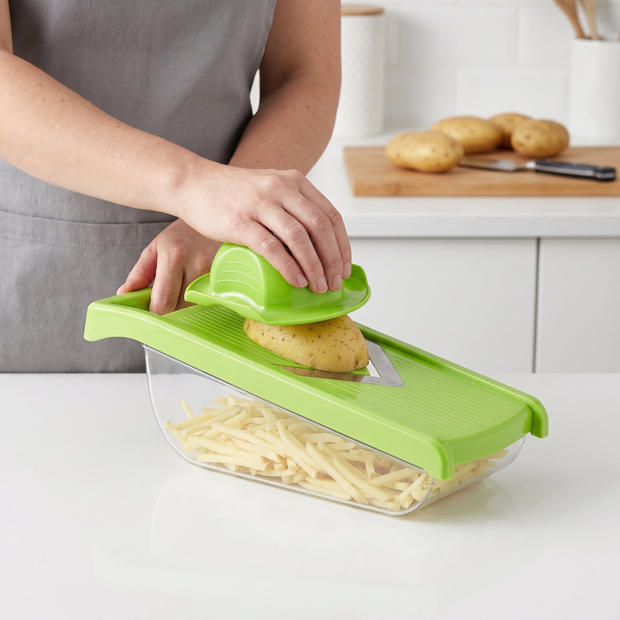 Unique Bargains Useful 4-in-1 Mandoline Slicer for Potato in Kitchen Green 11.6"x4.4"