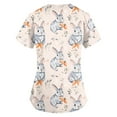 thumbnail image 4 of Uniform Tops，Womens Scrub Tops - Short Sleeve V-Neck Easter Printed Scrub Top Women Uniform Shirts with Side Pockets，Light Gray，S, 4 of 4