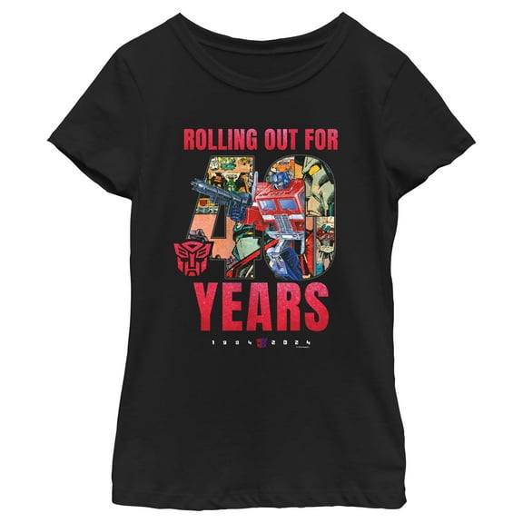 Girl's Transformers Distressed Rolling Out For 40 Years Graphic T-Shirt