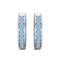 thumbnail image 1 of Boucles d'Oreilles pour Femmes en Argent Sterling 925 Massif Rondes Larimar Huggie Hoops, 1 of 4