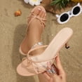 thumbnail image 6 of Bibifish Womens Heeled Sandals Trendy Open Toe Elastic Slingback Footbed Heeled Slide Strap Summer Party Wedding Sandals For Ladies, 6 of 7