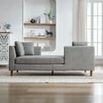 thumbnail image 2 of 77.95" Wide Modern Double-Sided Upholstered Chaise Lounge Indoor,Chenille Fabric Sleeper Sofa Couch with 4 Throw Pillows, Daybed with Rubberwood Legs for Living Room, Bedroom, Apartment (Grey), 2 of 11