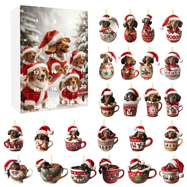 Calendario de escritorio con bolas decorativas, calendario de cuenta regresiva para Navidad, bonita decoración acrílica, caja de regalo para familiares y amigos, calendario, suministros para profesore