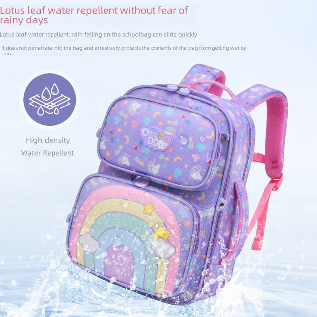 Mochila escolar para estudiantes de primaria de tercero a sexto grado, para niños de uno a dos años, resistente al agua, con reducción de carga, mochila con protección de cresta para niñas de 6 a 12