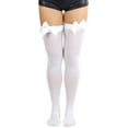 thumbnail image 4 of ToBeInStyle Women's Nylon Over the Knee w/ Ruffle Bow - White - One Size, 4 of 5