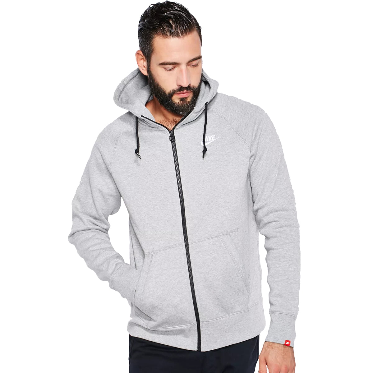 Nike AW77 Fleece FZ Hooded Sweatshirt Grey/White Walmart.com