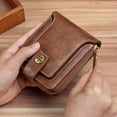 thumbnail image 3 of Microseven Men Men's T4 Trifold Dark Brown Leather Wallet Retro Multifunctional Zipper Buckle, 3 of 6