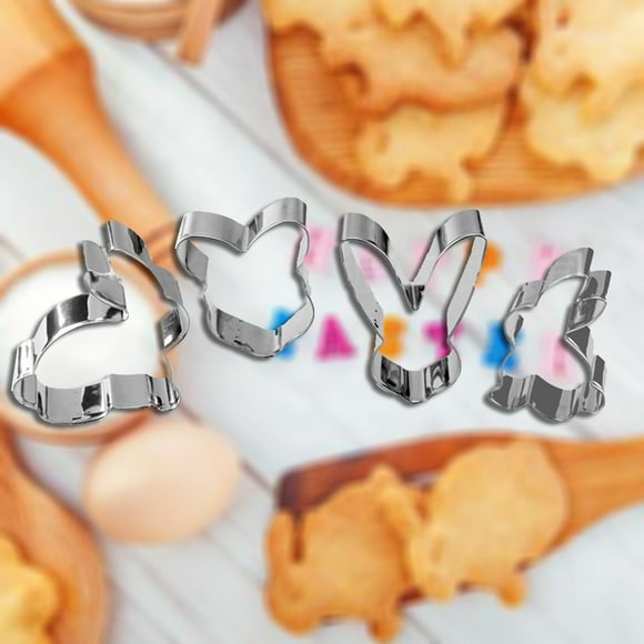 TIMIFIS Cookie Mold 4Pcs Stainless Steel Cookie Cutter Biscuits Easter Bake Fondant Mould Kitchen Gadgets