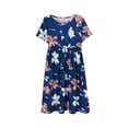 thumbnail image 1 of Cathalem Kids Girl Summer Dresses Ruffle Contrast Mesh Cute Spring Dress for Girls,Navy 160, 1 of 5