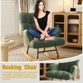 thumbnail image 3 of Glider Rocking Chair for Bedroom Chair, Comfy Accent Chair Reading Chair with High Backrest Armchair Teddy Soft Upholstered Living Room Chairs for Nursery Bedroom(Green), 3 of 7