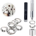 thumbnail image 3 of 100 Sets Metal Eyelet Kit with Punch Tool for Canvas Tarp Repair - Silver, 3 of 5