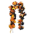 thumbnail image 2 of 5.2ft Halloween Mantle Garland for Mantle with Lights Pumpkin Decor | Lantern Pumpkin Spooky Thick Maple Leaves Halloween Fireplace Decorations for Fireplace Table Stair Holiday Home Party Indoor, 2 of 5