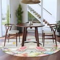 thumbnail image 3 of Round Rug 5Ft Washable Non-Slip, Easter Circle Area Rugs for Living Room Bedroom, Spring Bunny Feet Eggs Floral Herb Wooden Plank Indoor Floor Mats Carpet Runner for Home Decor Aesthetic, 3 of 8