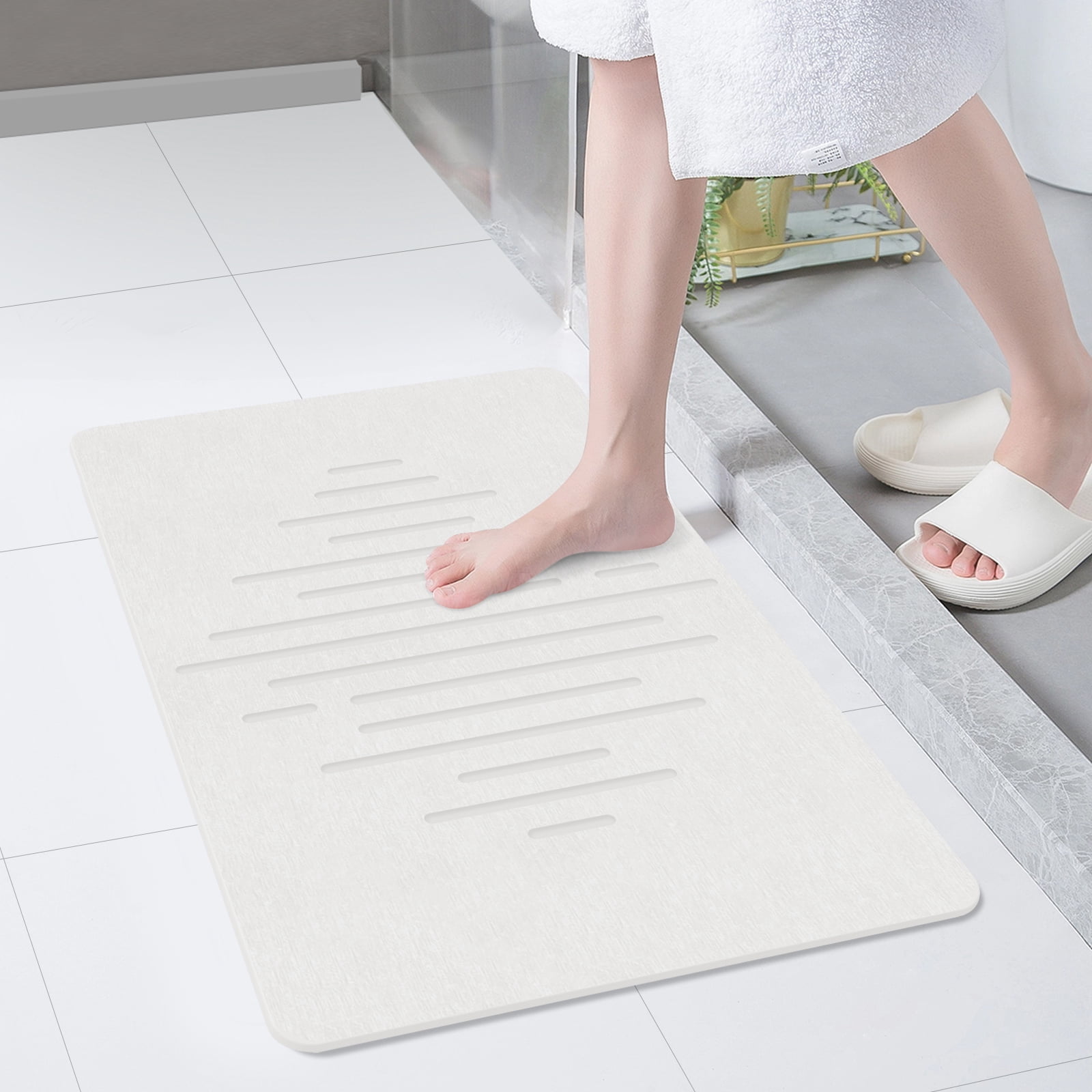Stone Bath Mat,31.5x19.7Inches Non-slip Diatomaceous Earth Shower Mat Quick Drying Super Absorbent, Easy to Clean