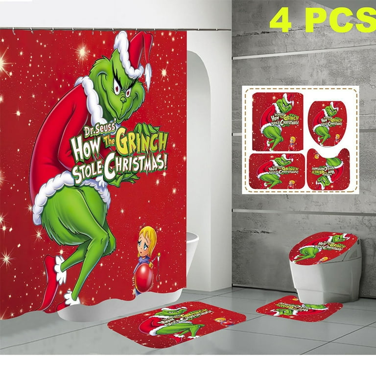 Grinch Christmas Shower Curtain for Bathroom Waterproof Decoration