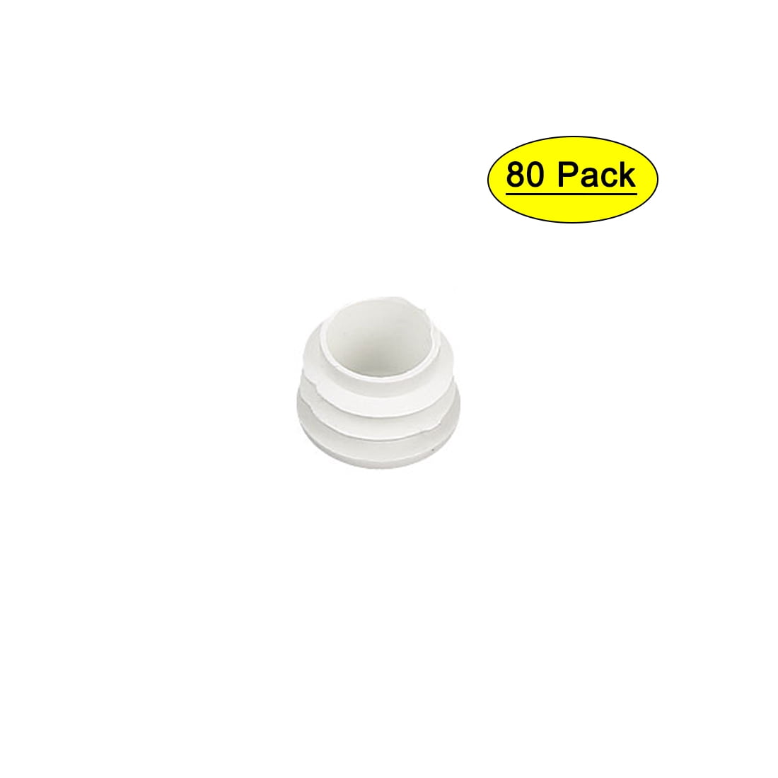 25mm Diameter Plastic Blanking End Cap Round Ribbed Tube Insert Plug White 80pcs