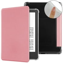 Dteck Case for 7" Kindle Paperwhite 12th Generation and Kindle Colorsoft Signature Edition 2024 Released, Shockproof Durable PU Leather Cover and Clear Soft TPU Back Cover with Auto Wake/Sleep, Pink