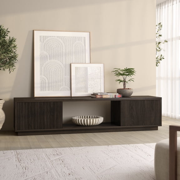 Dorian Rectangular Fluted TV Stand for TV's up to 78" in Alder Brown