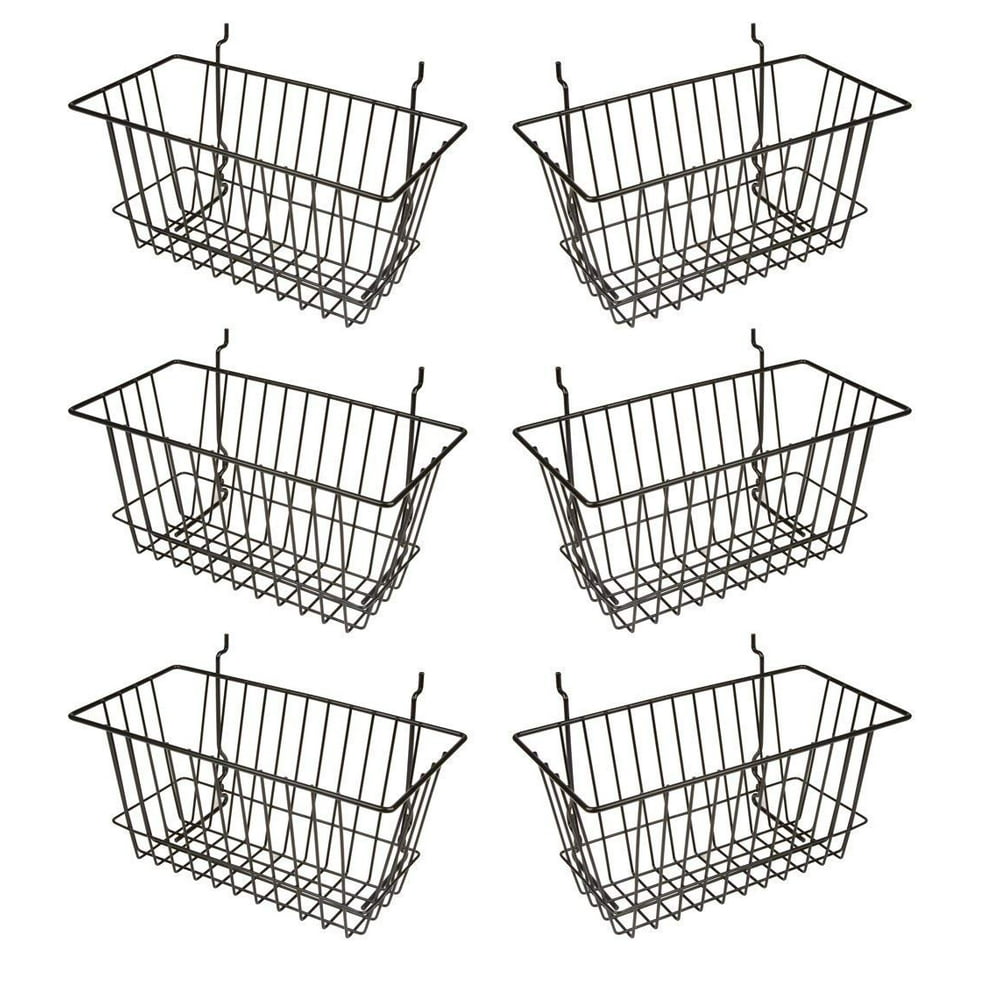  Black MultiFit Narrow Wire Basket for Slatwall, Pegboard or Gridwall