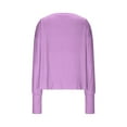 thumbnail image 4 of Fznquz Purple Womens Business Casual Tops Long Sleeve Plain Workout Shirts Plus Size Round Neck Womens Oversized Tee Shirts, 4 of 7