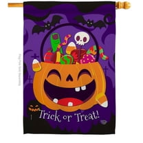 Ornament Collection  28 x 40 in. Happy Pumpkin House Flag with Fall Halloween Double-Sided Decorative Vertical Flags Decoration Banner Garden Yard Gift
