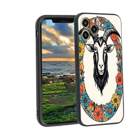 goat-floral-animals-237 phone case for iPhone 12 Pro for Women Men Gifts,Flexible Painting silicone Anti-Scratch Protective Phone Cover