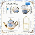 thumbnail image 2 of AJONALAA 20 Pcs Tea Set,European Ceramics Tea Cup Set for Adult,Coffee Cups with Metal Holder,6 People(Blue), 2 of 10