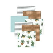 Little Treasure Hudson Baby Cotton Poly Flannel Receiving Blankets 7-Pack, Brown Plants, 30x30 inches