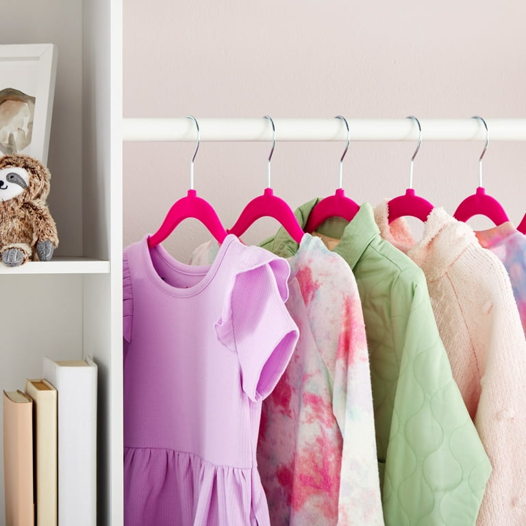 Kids Velvet Hangers, VIS'V 11 Inch Pink Non-Slip Baby Clothes
