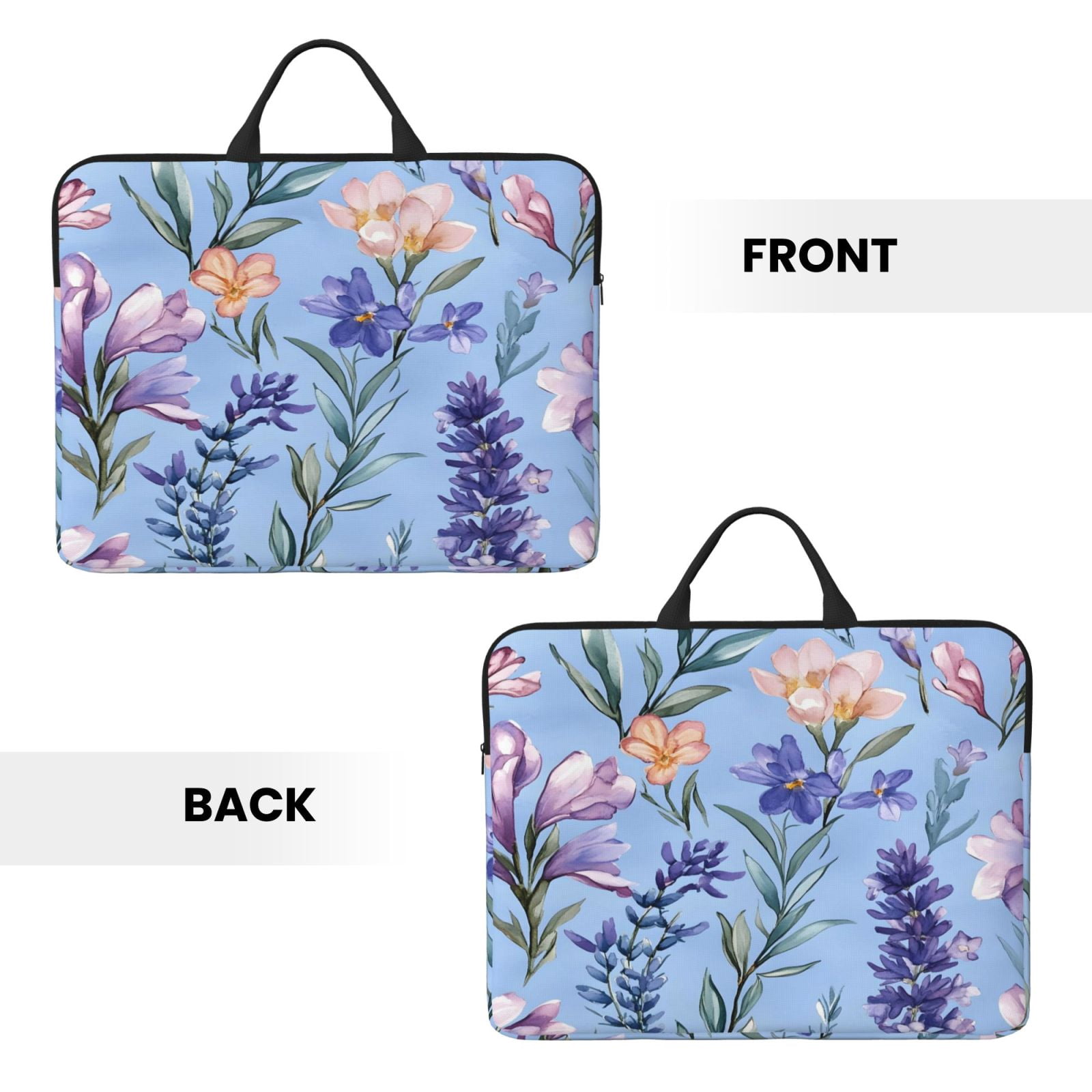 Laptop Sleeve Bag For Women Men 14inch Waterproof Durable Protective Computer Carrying Cover Handle Laptop Case Bag Flowers Lavender